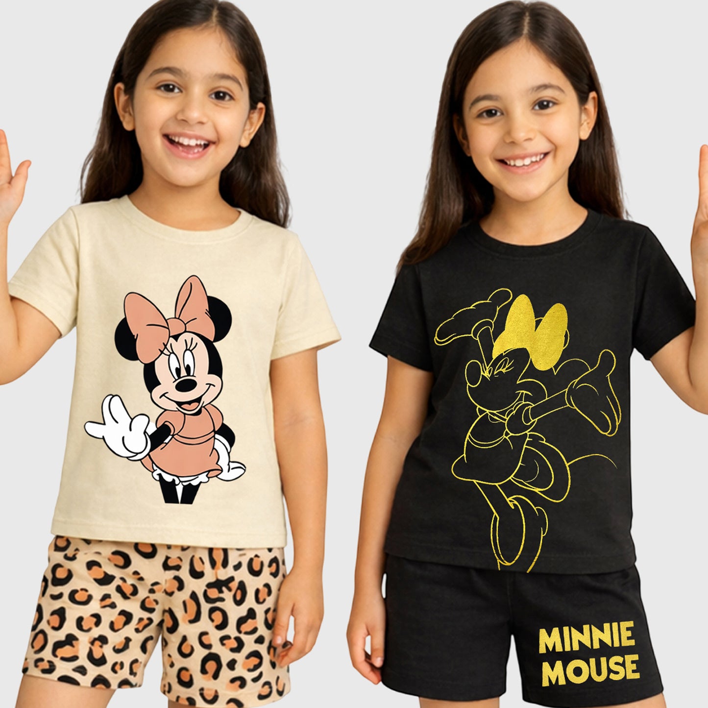 Kuchipoo © Disney Girls Regular Fit Cotton T-Shirts and Shorts Set - Pack of 2