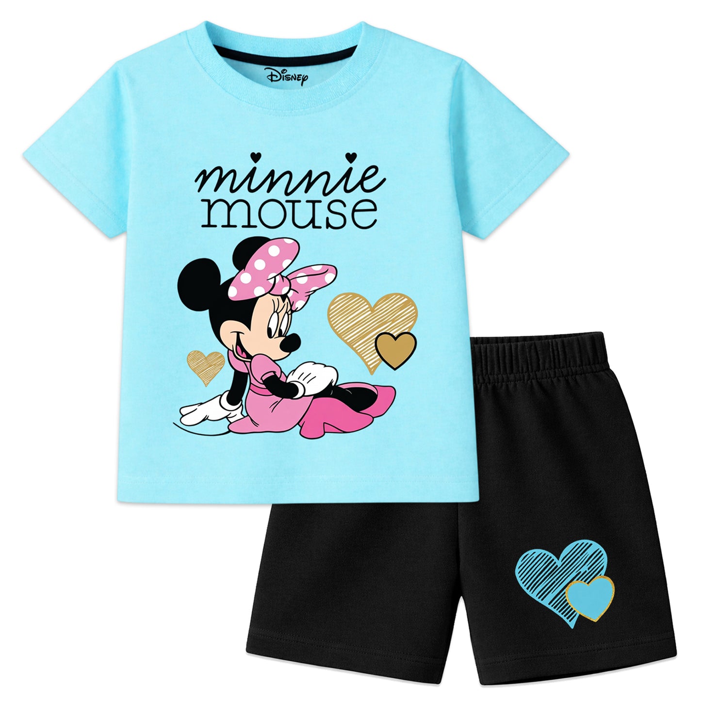 Kuchipoo © Disney Girls Regular Fit Cotton T-Shirts and Shorts Set - Pack of 3