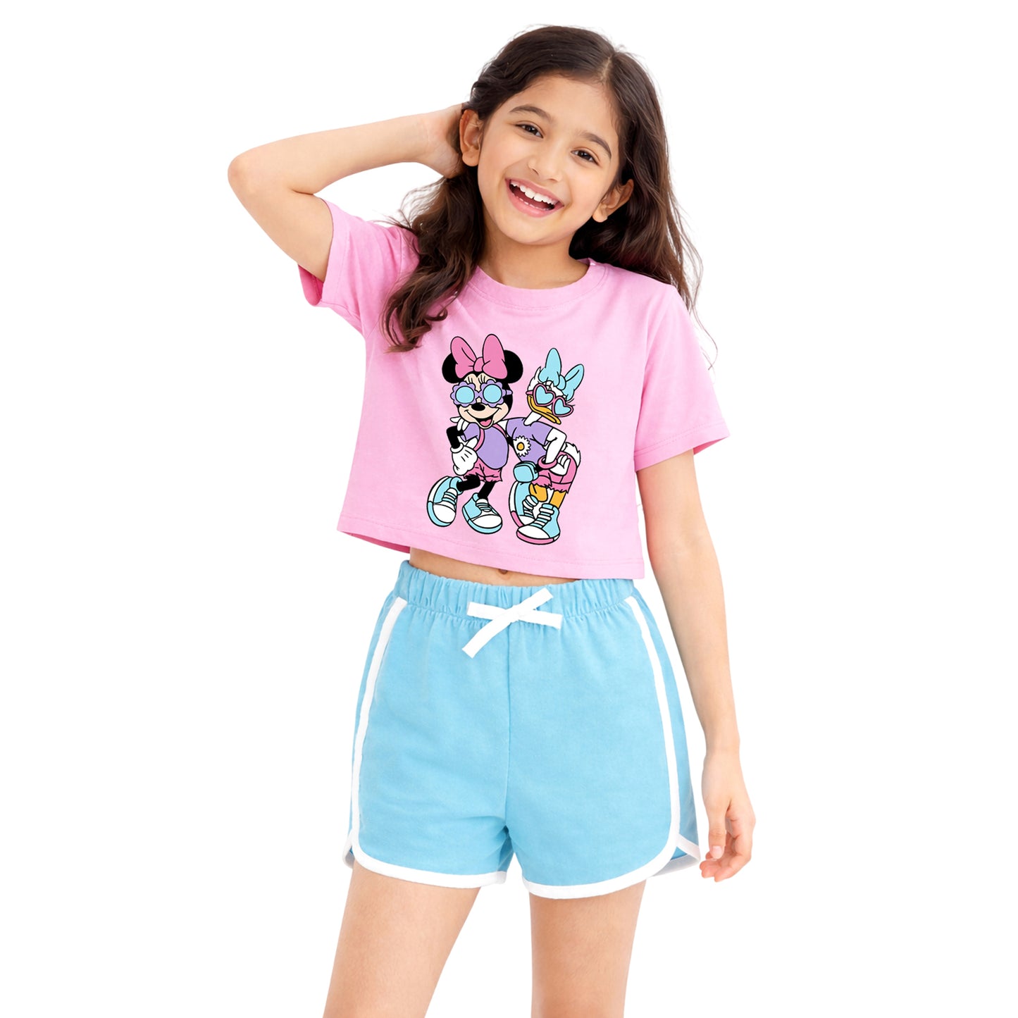 Kuchipoo © Disney Regular Fit Cotton T-Shirts and Shorts Set for Girls - Pack of 2