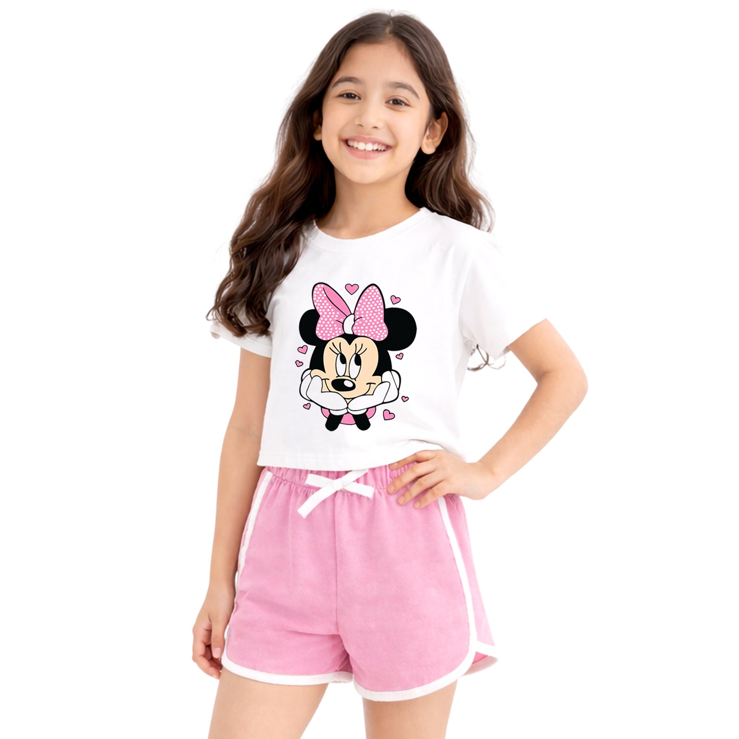 Kuchipoo © Disney Regular Fit Cotton T-Shirts and Shorts Set for Girls - Pack of 2