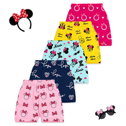 Kuchipoo © Disney Girls Printed Cotton Shorts - Pack of 5