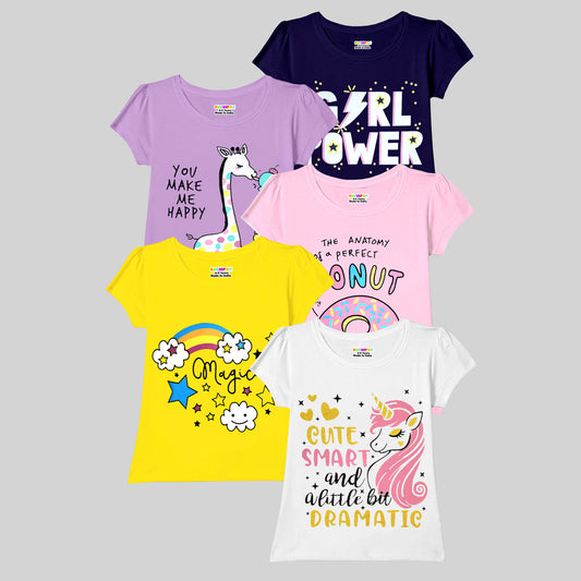 KUCHIPOO Girls Half Sleeves T-Shirts