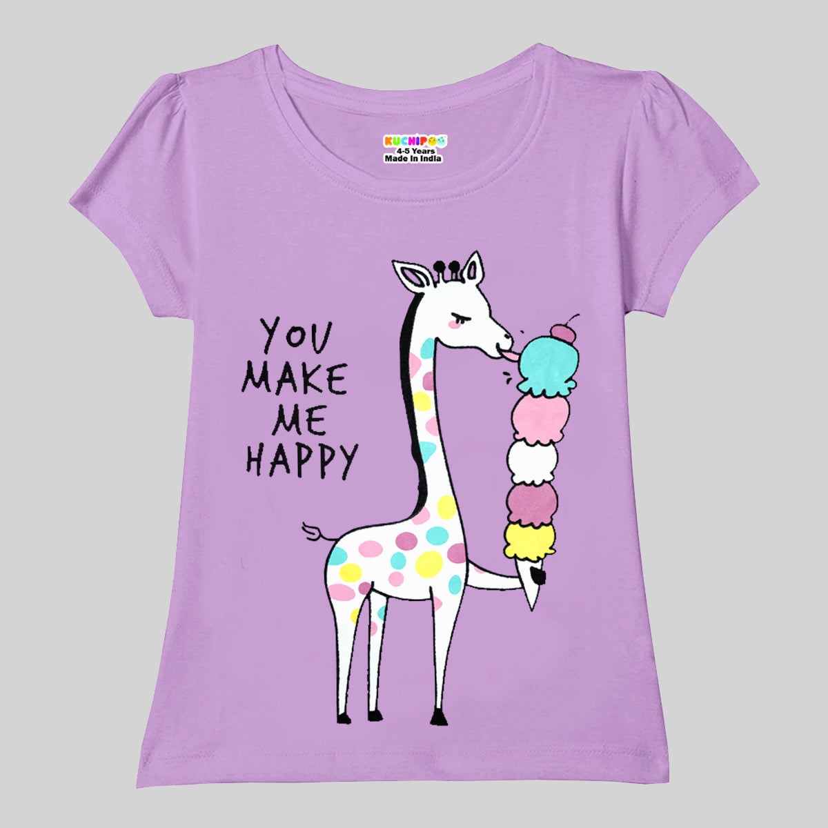 KUCHIPOO Girls Half Sleeves T-Shirts