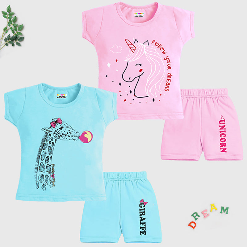 KUCHIPOO Baby Girls T-Shirts and Shorts Set