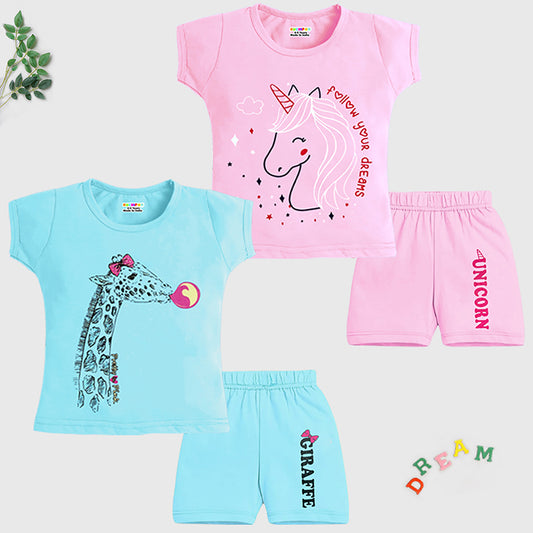 KUCHIPOO Baby Girls T-Shirts and Shorts Set