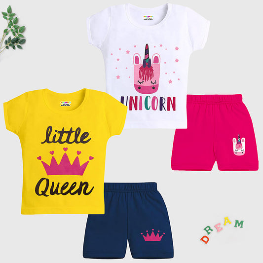 KUCHIPOO Baby Girls T-Shirts and Shorts Set