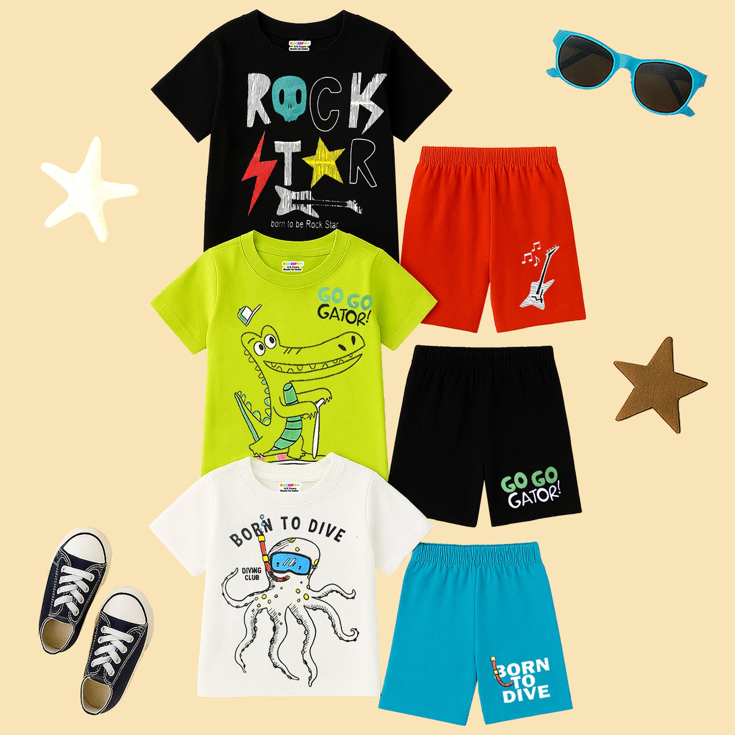 KUCHIPOO Baby Boys T-Shirts and Shorts Set.