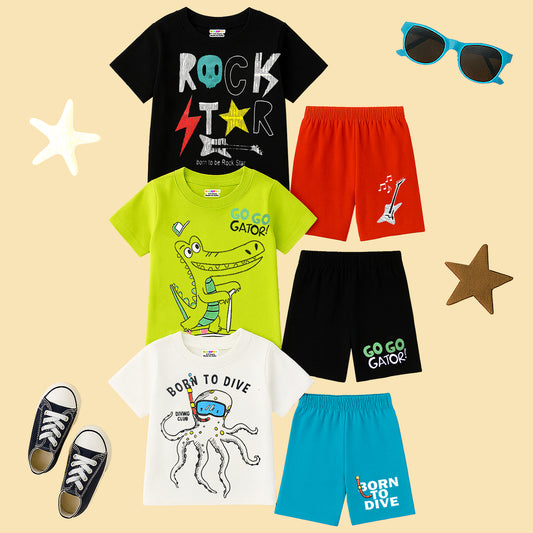 KUCHIPOO Baby Boys T-Shirts and Shorts Set.