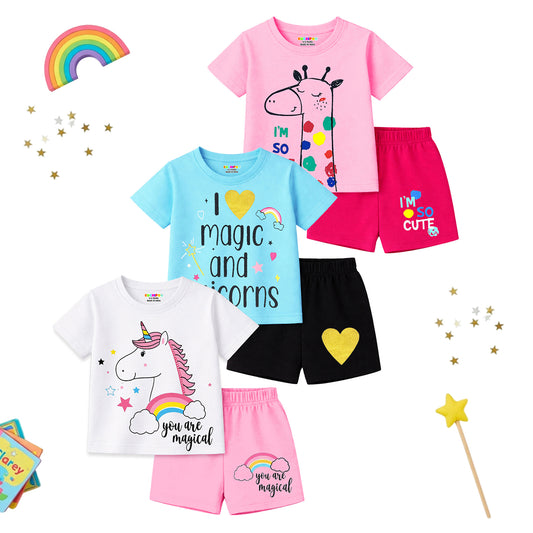 KUCHIPOO Baby Girls T-Shirts and Shorts Set