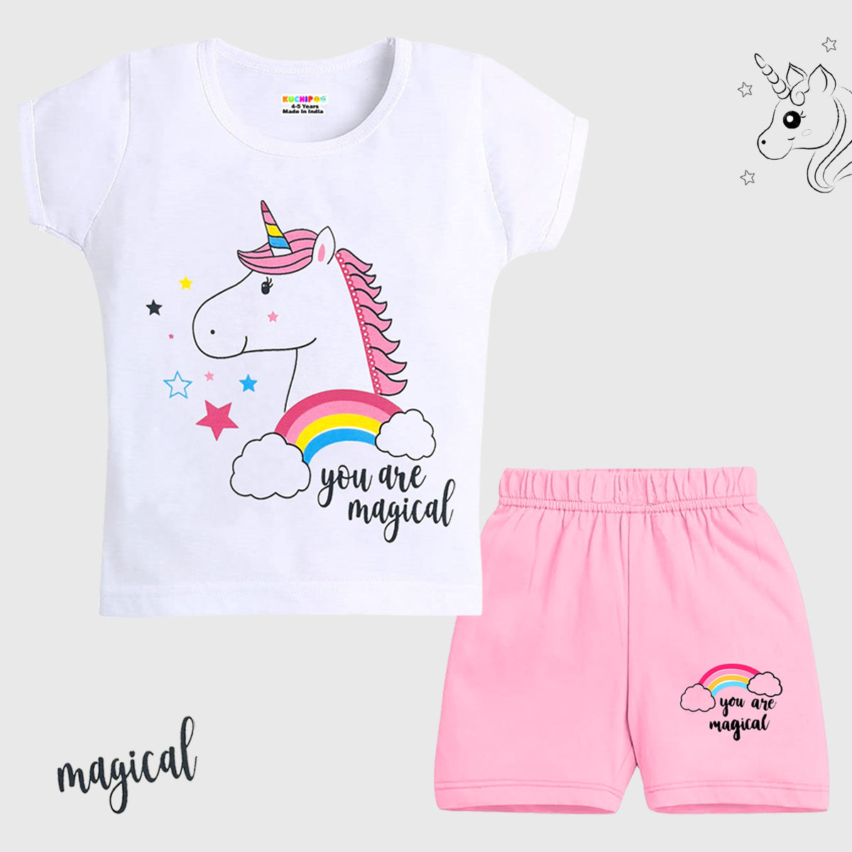 KUCHIPOO Baby Girls T-Shirts and Shorts Set
