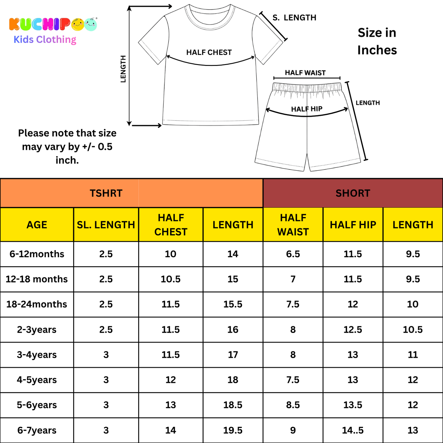 KUCHIPOO Baby Girls T-Shirts and Shorts Set