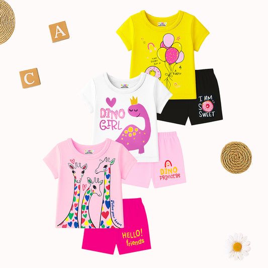 KUCHIPOO Baby Girls T-Shirts and Shorts Set