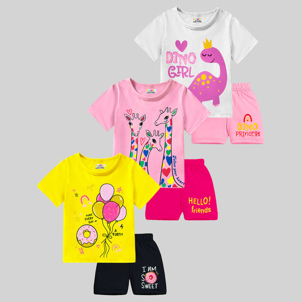 KUCHIPOO Baby Girls T-Shirts and Shorts Set