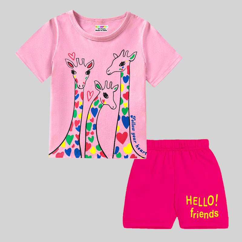 KUCHIPOO Baby Girls T-Shirts and Shorts Set