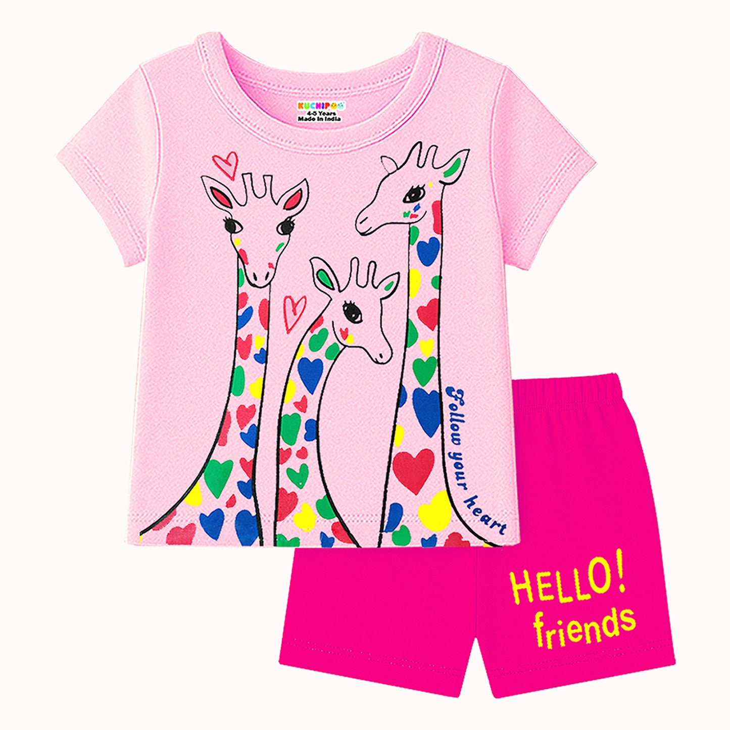 KUCHIPOO Baby Girls T-Shirts and Shorts Set