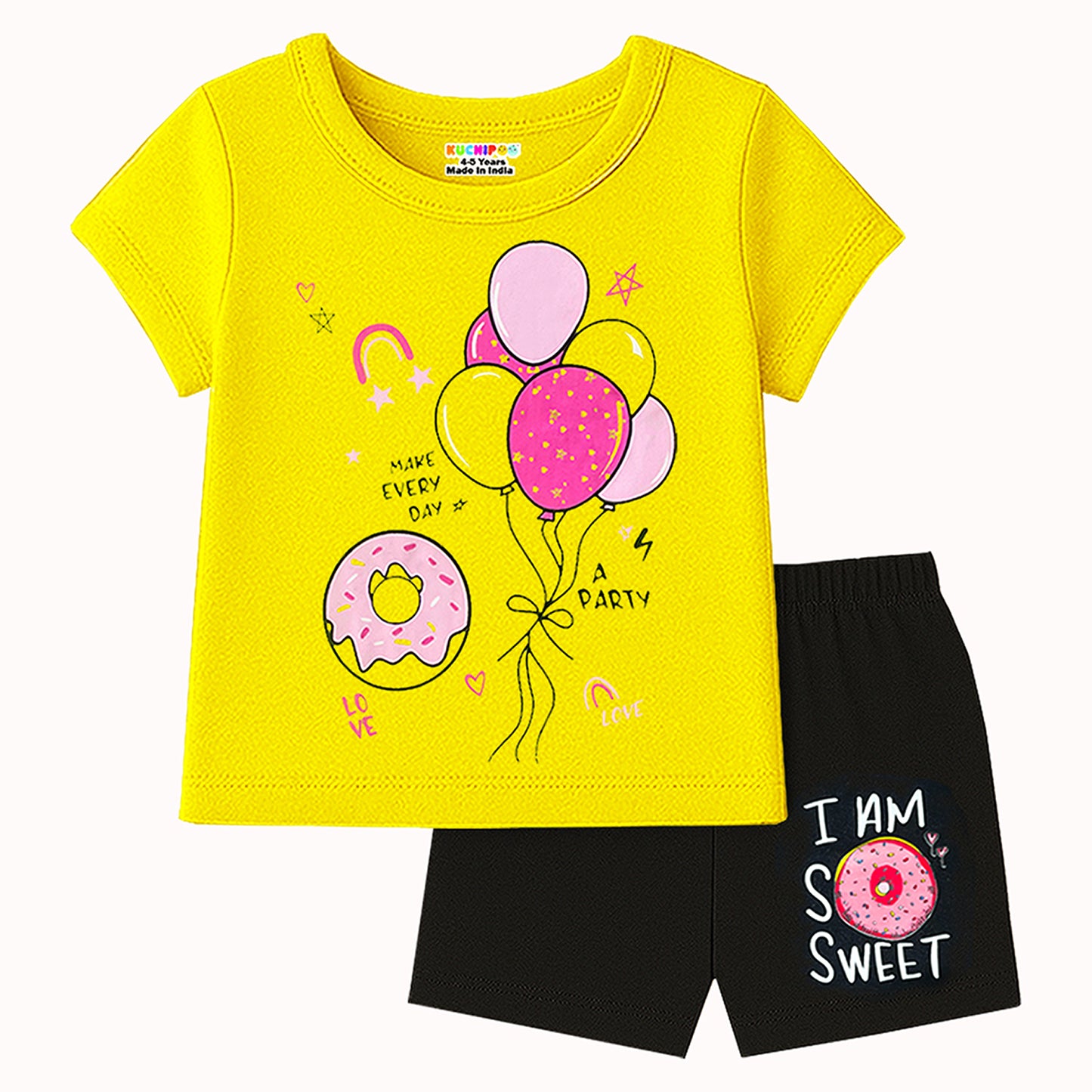 KUCHIPOO Baby Girls T-Shirts and Shorts Set