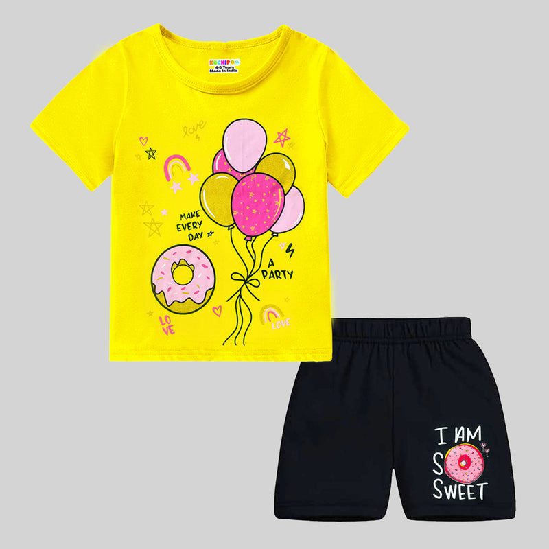 KUCHIPOO Baby Girls T-Shirts and Shorts Set