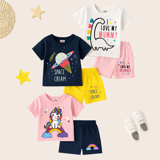 KUCHIPOO Baby Girls T-Shirts and Shorts Set