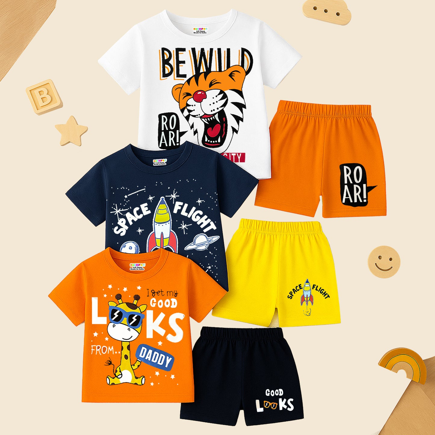 KUCHIPOO Baby Boys T-Shirts and Shorts Set
