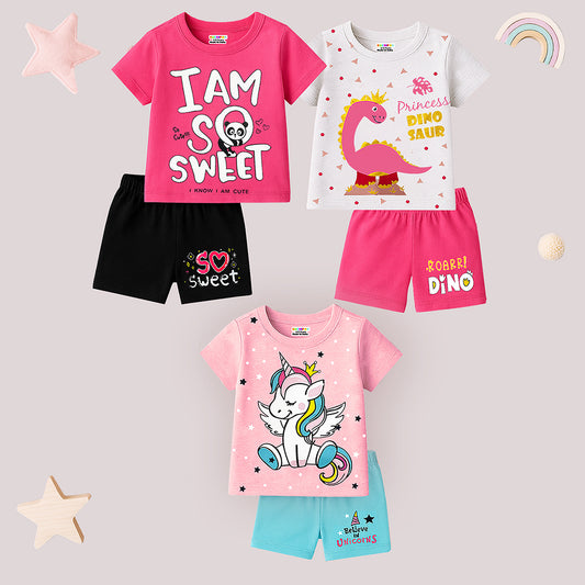 KUCHIPOO Baby Girls T-Shirts and Shorts Set
