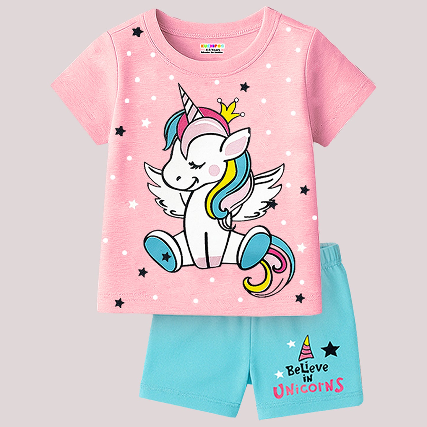 KUCHIPOO Baby Girls T-Shirts and Shorts Set