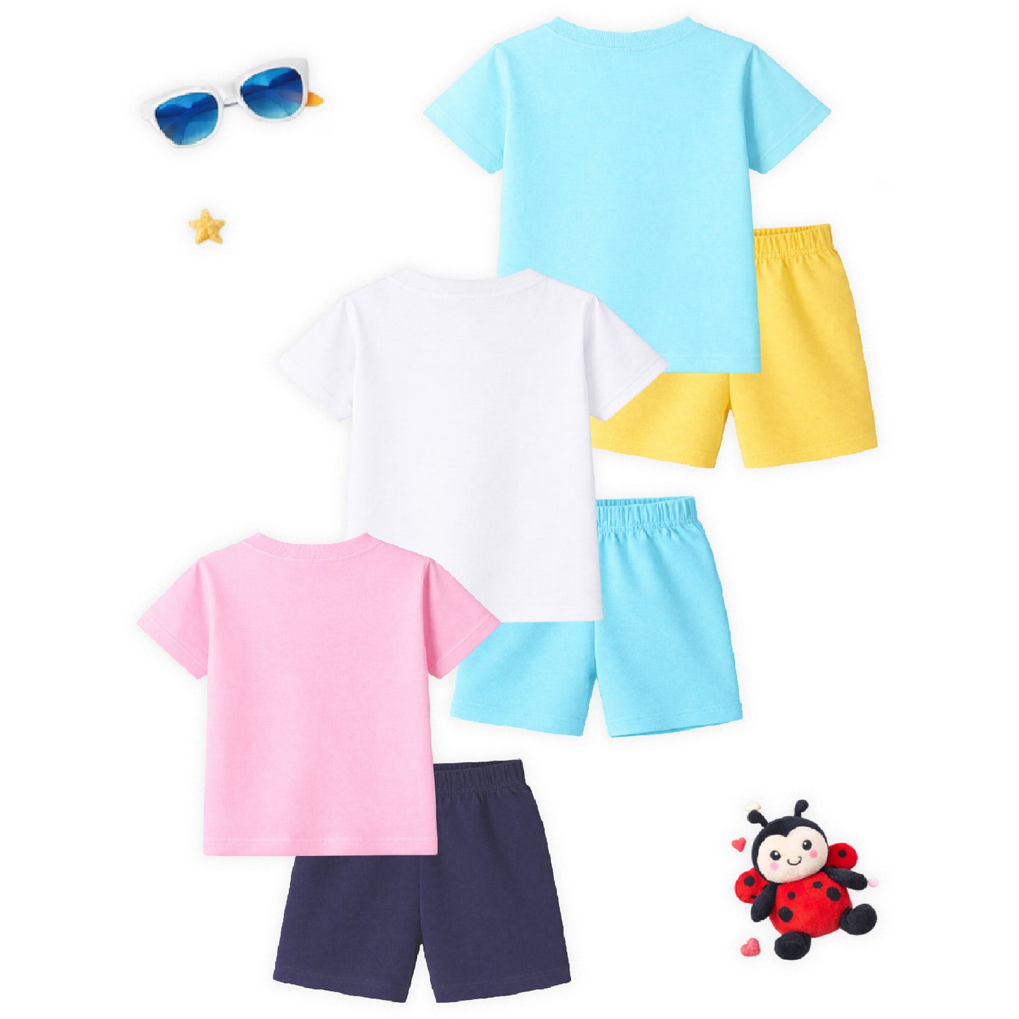 Kuchipoo Girls Regular Fit Cotton T-Shirts and Shorts Set