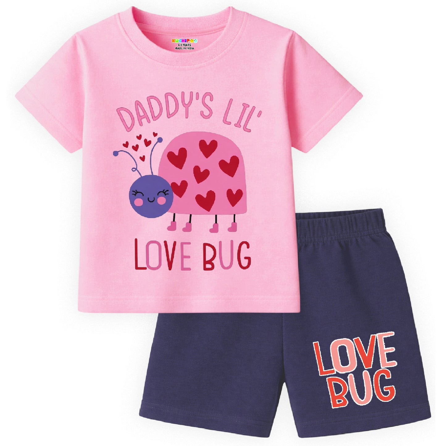 Kuchipoo Girls Regular Fit Cotton T-Shirts and Shorts Set