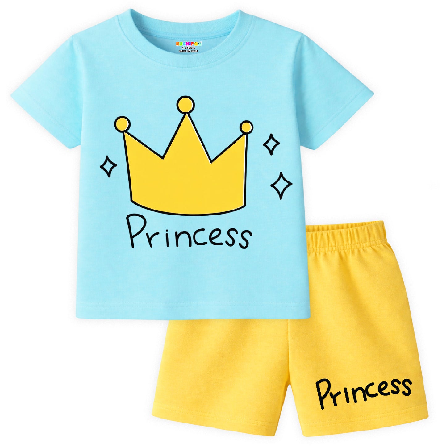Kuchipoo Girls Regular Fit Cotton T-Shirts and Shorts Set
