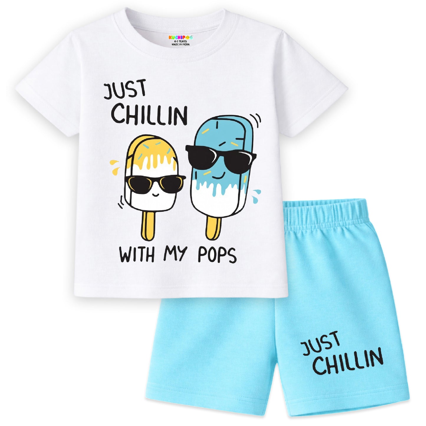 Kuchipoo Girls Regular Fit Cotton T-Shirts and Shorts Set