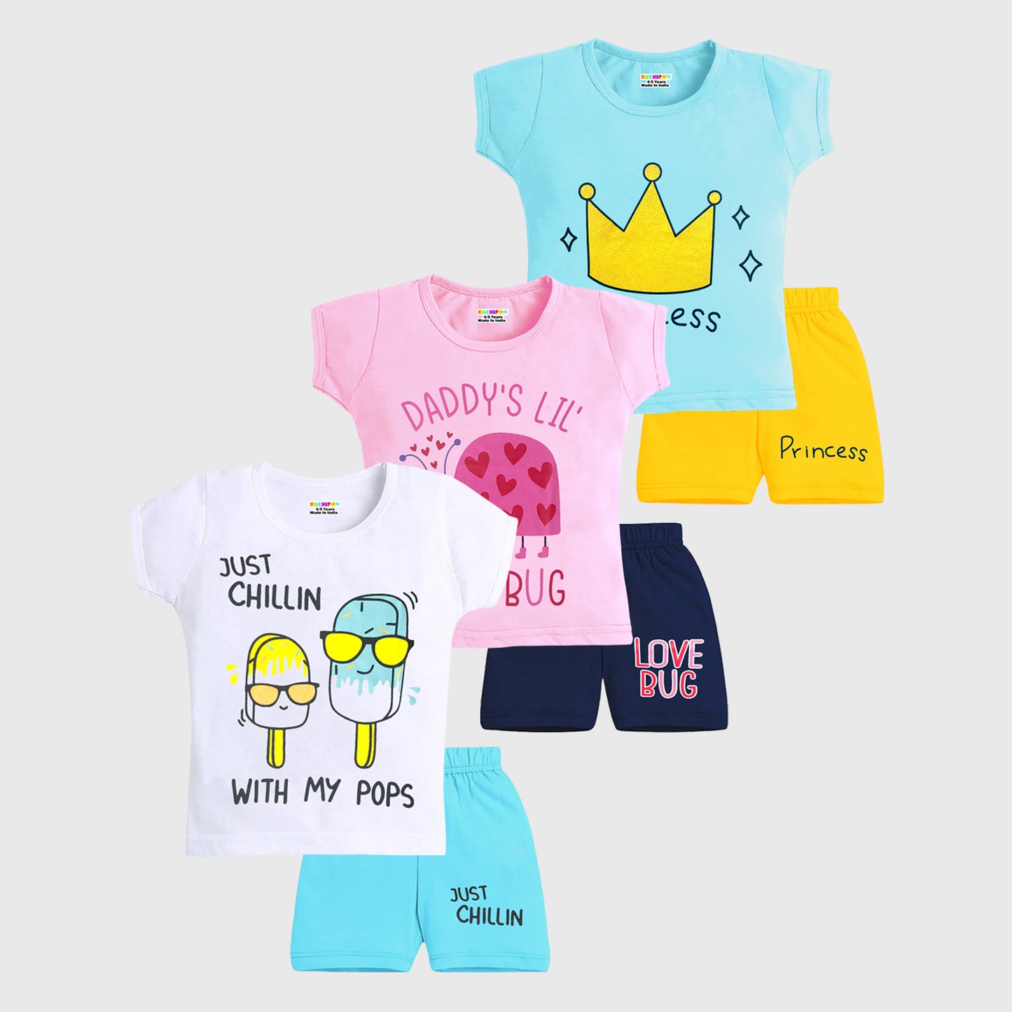 KUCHIPOO GIRLS HALF SLEEVES T-SHIRTS AND SHORTS SET