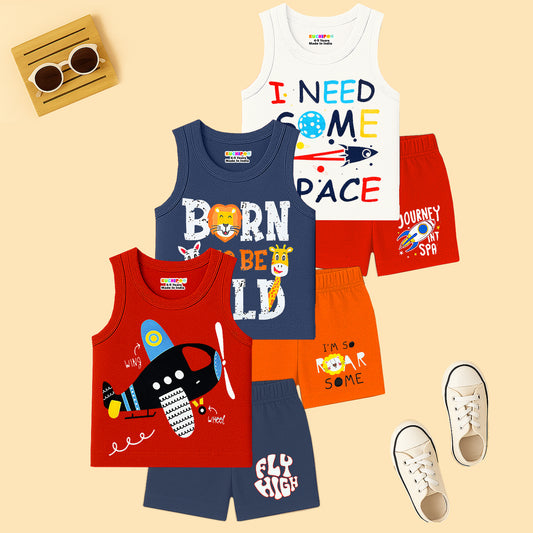 KUCHIPOO Baby Boys Sleevesless Tshirts and Shorts Set