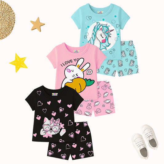KUCHIPOO Baby Girls T-Shirts and Shorts Set