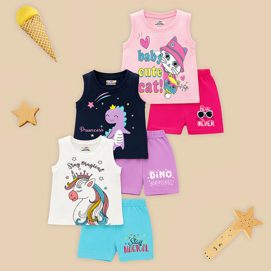 KUCHIPOO Baby Girls Sleevesless Tshirts and Shorts Set
