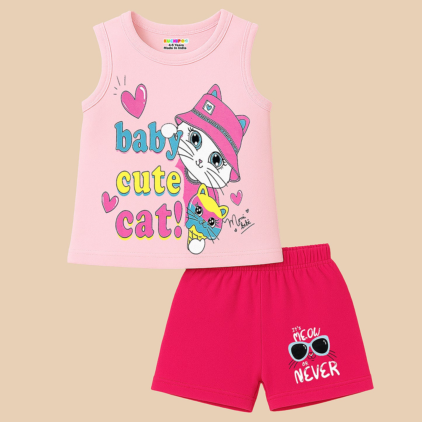 KUCHIPOO Baby Girls Sleevesless Tshirts and Shorts Set