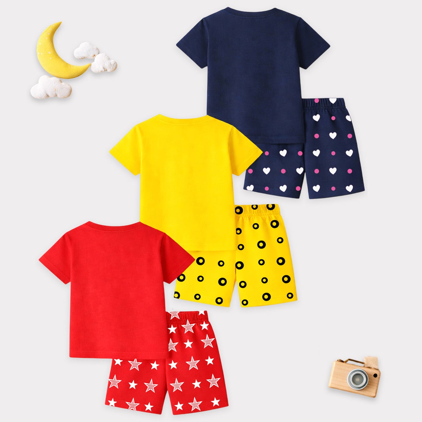 Kuchipoo Girls Cotton T-Shirt & Shorts | Printed Summer Wear Set | Soft & Comfortable Kids Clothing | Pack of 3
