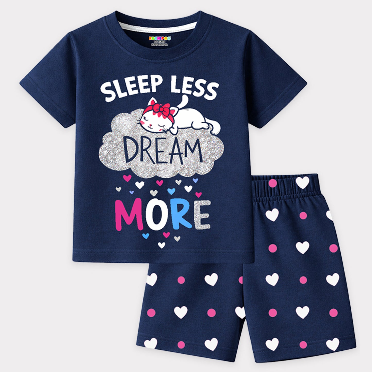 Kuchipoo Girls Cotton T-Shirt & Shorts | Printed Summer Wear Set | Soft & Comfortable Kids Clothing | Pack of 3