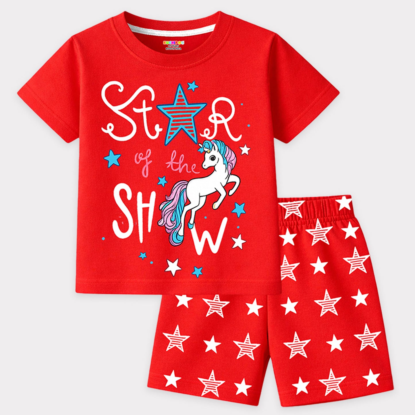 Kuchipoo Girls Cotton T-Shirt & Shorts | Printed Summer Wear Set | Soft & Comfortable Kids Clothing | Pack of 3