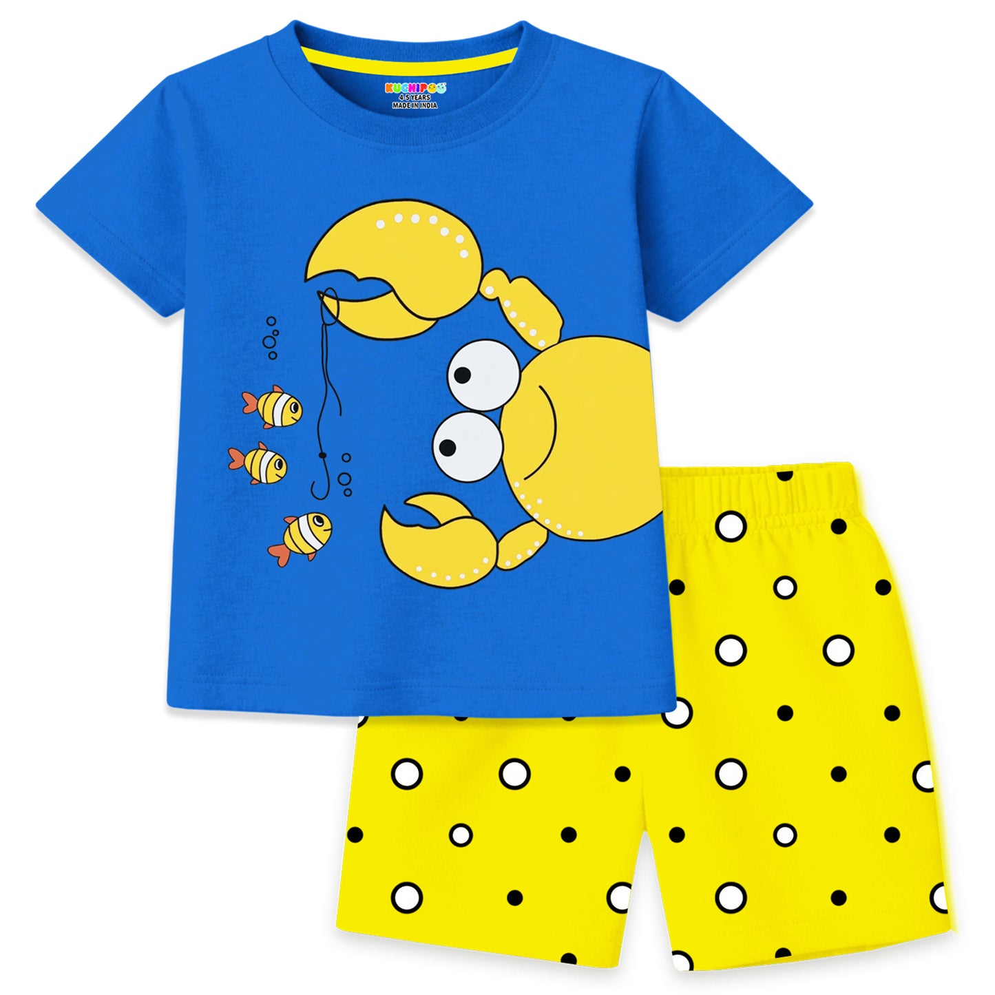 Kuchipoo Boys Cotton T-Shirt & Shorts | Printed Summer Wear Set | Soft & Comfortable Kids Clothing | Pack of 3