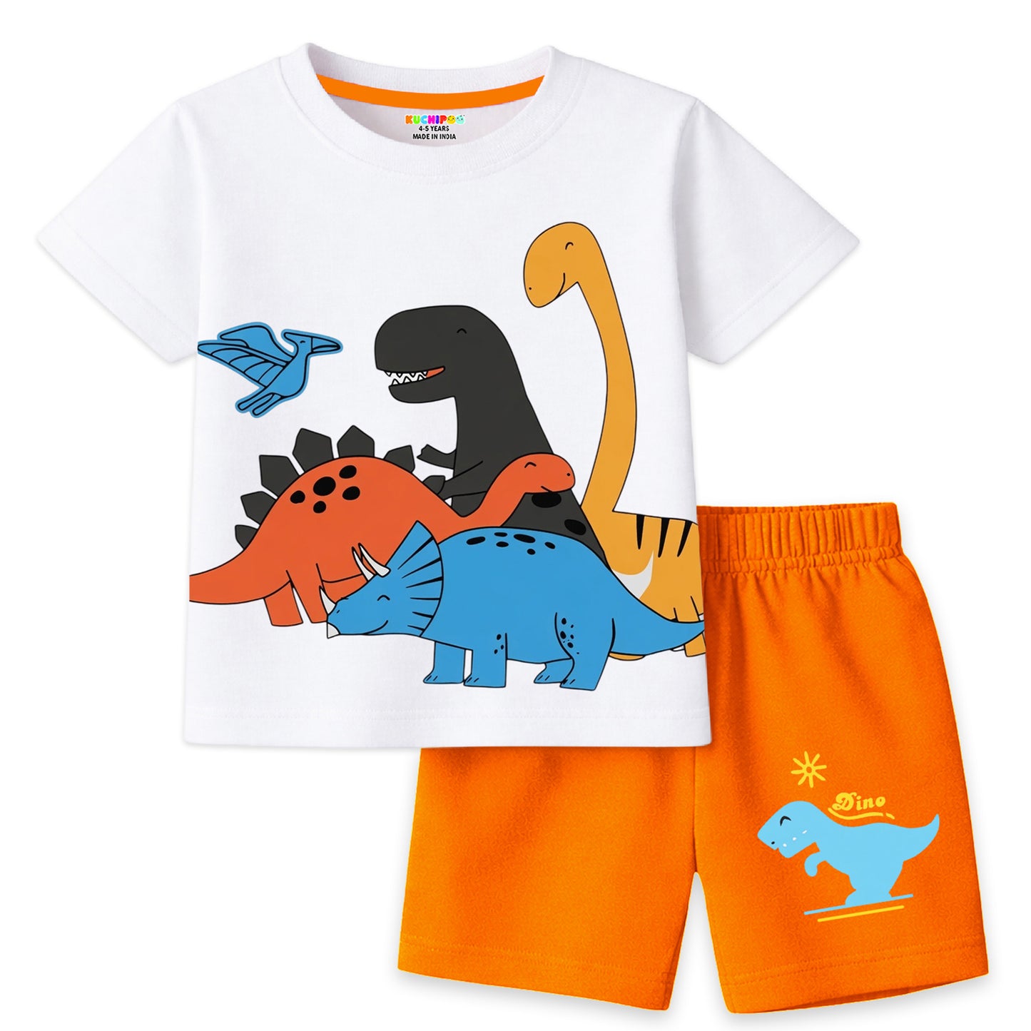 Kuchipoo Boys Cotton T-Shirt & Shorts | Printed Summer Wear Set | Soft & Comfortable Kids Clothing | Pack of 3