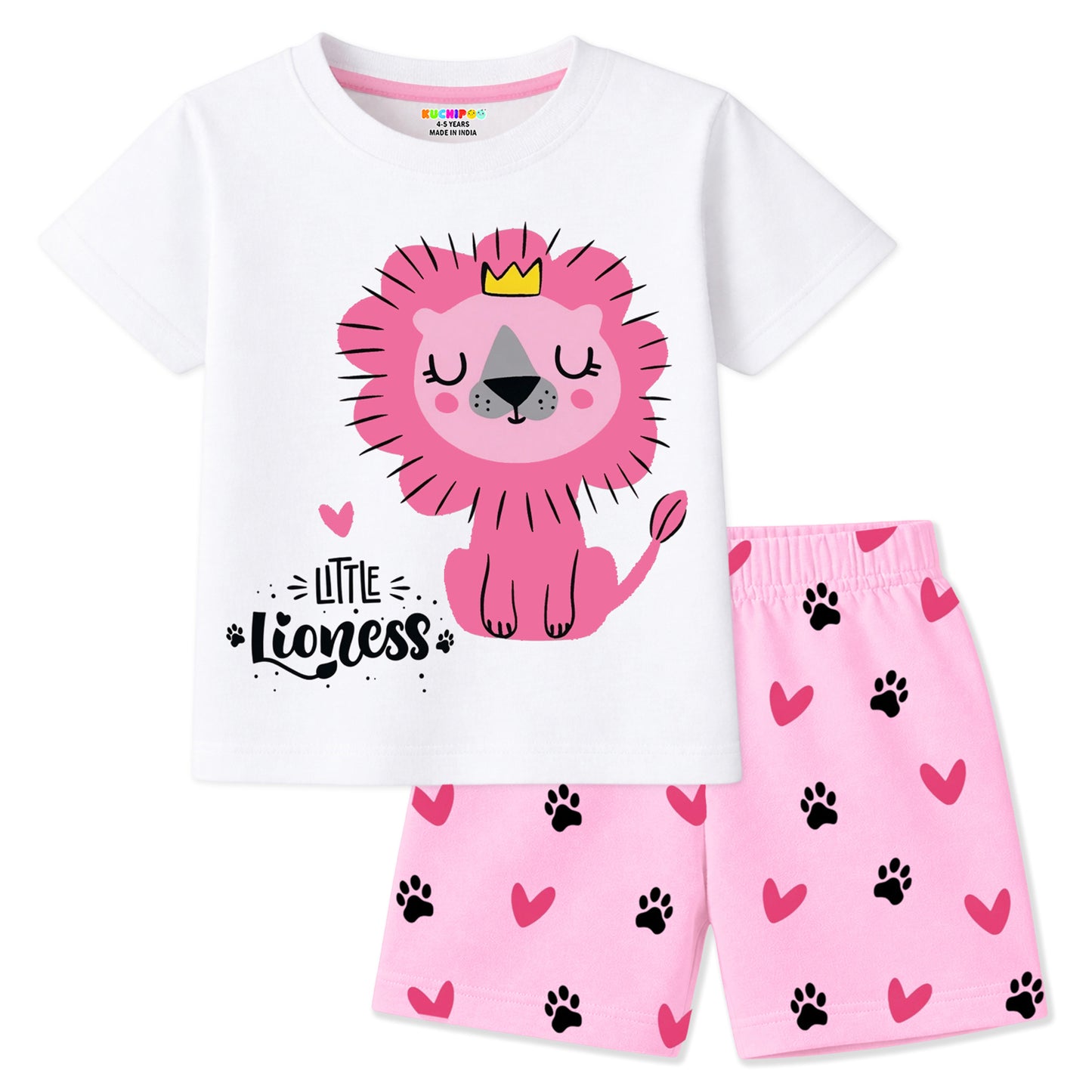 Kuchipoo Girls Cotton T-Shirt & Shorts | Printed Summer Wear Set | Soft & Comfortable Kids Clothing | Pack of 3