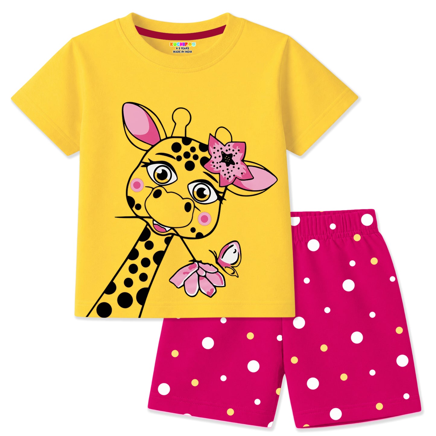 Kuchipoo Girls Cotton T-Shirt & Shorts | Printed Summer Wear Set | Soft & Comfortable Kids Clothing | Pack of 3