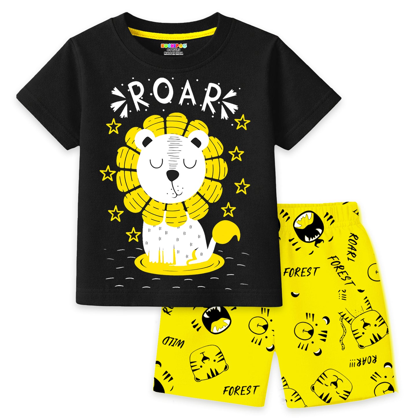Kuchipoo Boys Cotton T-Shirt & Shorts | Printed Summer Wear Set | Soft & Comfortable Kids Clothing | Pack of 3