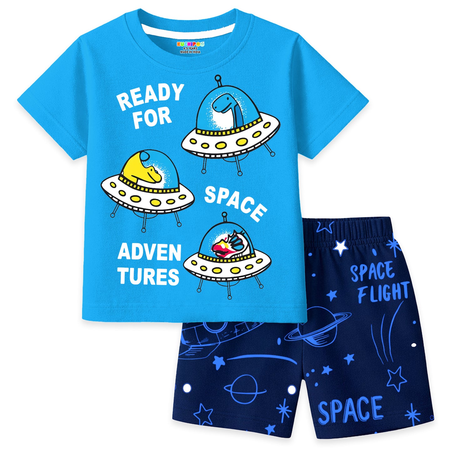Kuchipoo Boys Cotton T-Shirt & Shorts | Printed Summer Wear Set | Soft & Comfortable Kids Clothing | Pack of 3