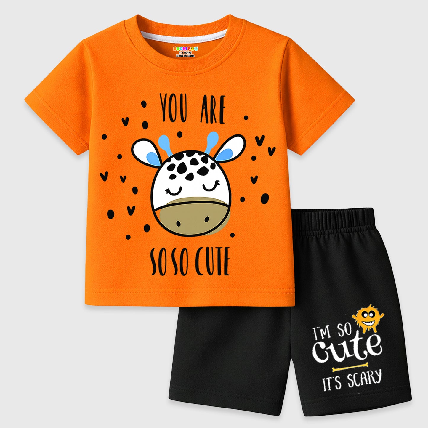 Kuchipoo Boys Cotton T-Shirt & Shorts | Printed Summer Wear Set | Soft & Comfortable Kids Clothing | Pack of 3