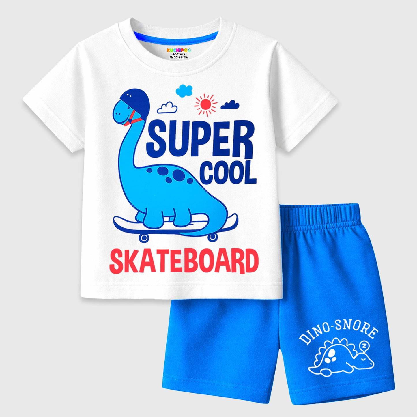 Kuchipoo Boys Cotton T-Shirt & Shorts | Printed Summer Wear Set | Soft & Comfortable Kids Clothing | Pack of 3