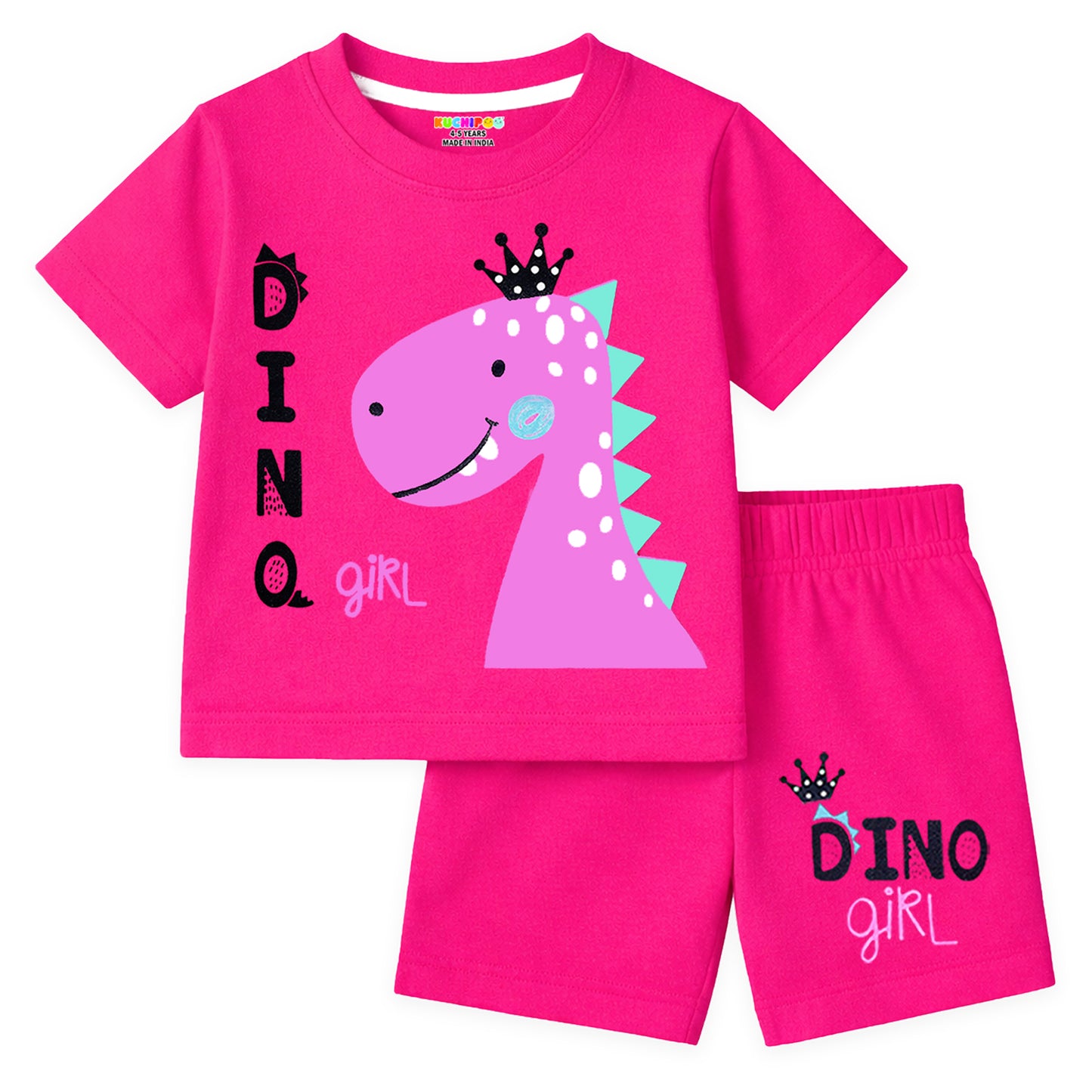 Kuchipoo Girls Cotton T-Shirt & Shorts | Printed Summer Wear Set | Soft & Comfortable Kids Clothing | Pack of 3