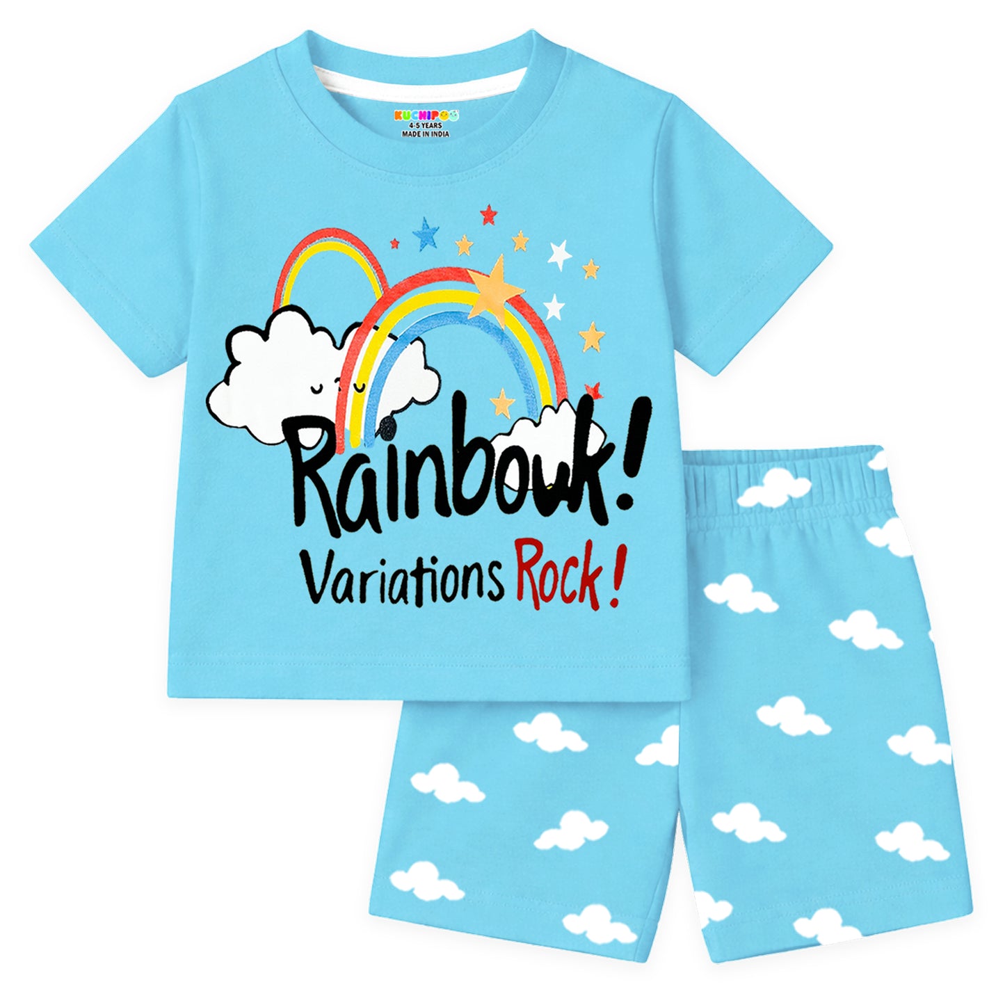 Kuchipoo Girls Cotton T-Shirt & Shorts | Printed Summer Wear Set | Soft & Comfortable Kids Clothing | Pack of 3