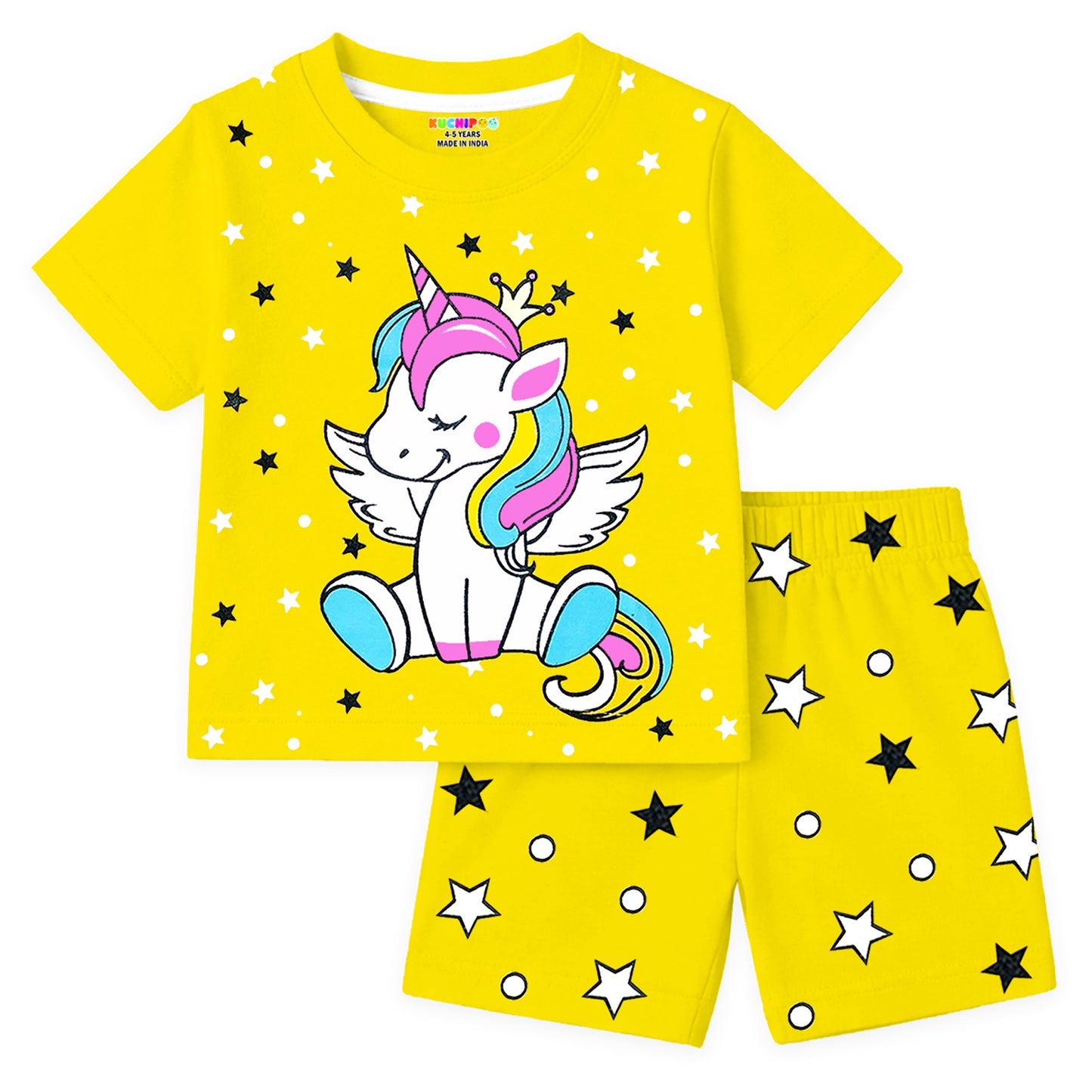 Kuchipoo Girls Cotton T-Shirt & Shorts | Printed Summer Wear Set | Soft & Comfortable Kids Clothing | Pack of 3