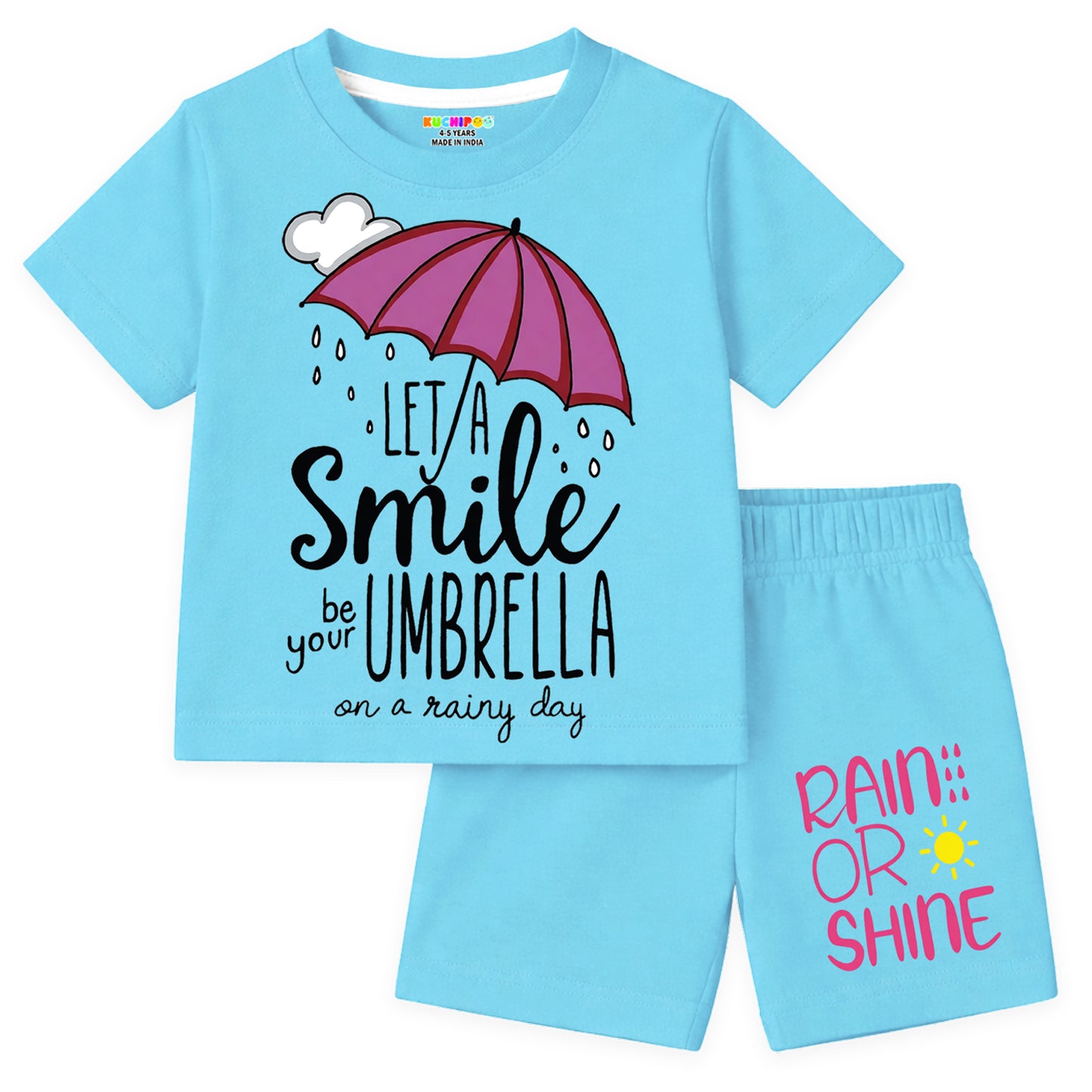 Kuchipoo Girls Cotton T-Shirt & Shorts | Printed Summer Wear Set | Soft & Comfortable Kids Clothing | Pack of 3