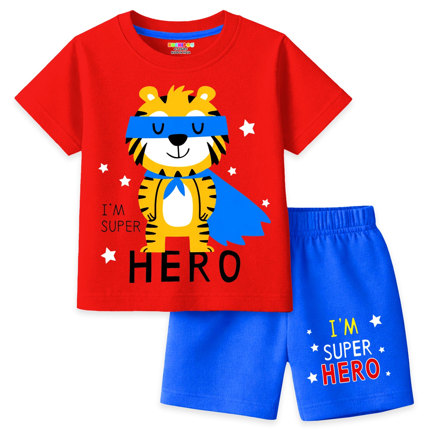 Kuchipoo Boys Cotton T-Shirt & Shorts | Printed Summer Wear Set | Soft & Comfortable Kids Clothing | Pack of 3